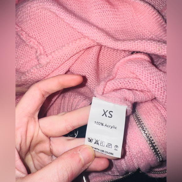 👑 CUTE Y2K Size XS Cropped Pink Hooded Women's Sweater - Picture 4 of 7
